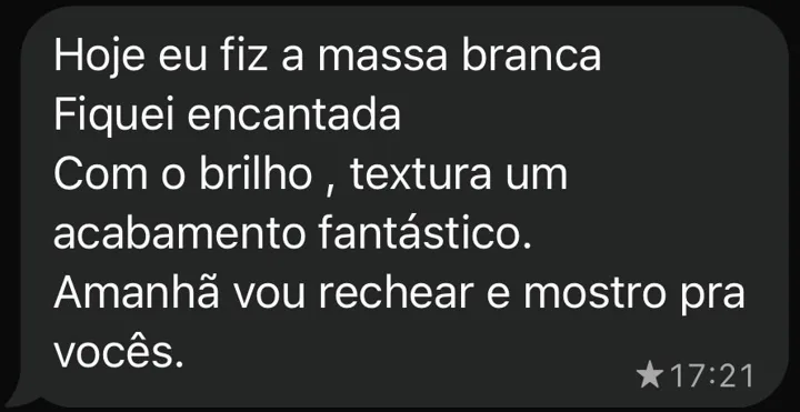 Mensagem de aluna da Doce Senhorita no WhatsApp